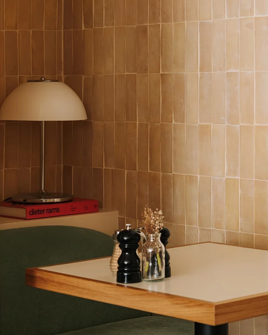 Restaurant wall with clay tiles